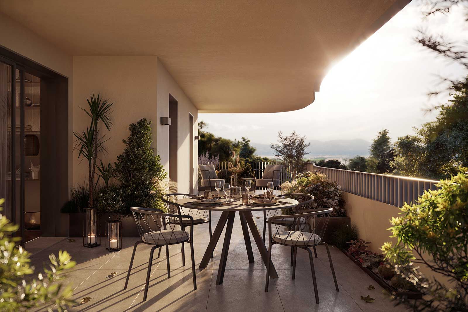 Jede Wohnung in dem Wohnprojekt Porta Pamphili soll einen Bezug zur umliegenden Natur haben.