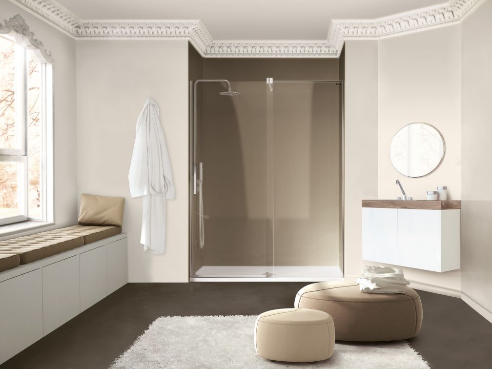 Rahmenlose Duschwandserie «Levitar» von Duscholux.