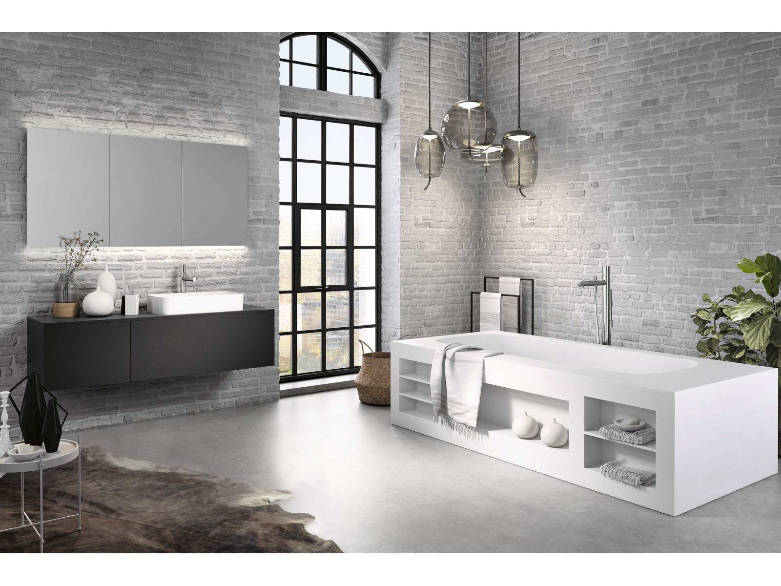 Widerstandfähig, langlebig, und sehr hygienisch lauten die Eigenschaften, die man Corian zuspricht. Seine matte, porenfreie Oberfläche sieht aus wie Stein, ist allerdings samtig und warm. In der Manufaktur im Seetal nach persönlichem Wunsch und auf Mass hergestellt, eröffnet die Wanne «Purity» unzählige Möglichkeiten. Talsee.