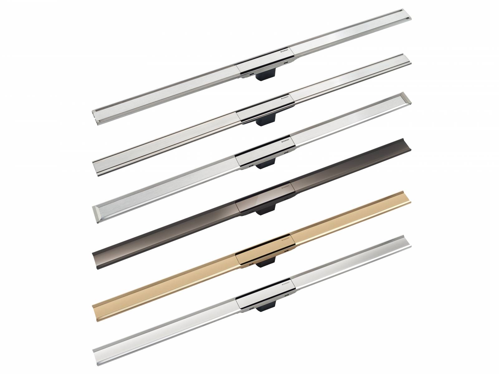 Armaturen in Edelstahl? Ein modernes Badezimmer hat längst mehr zu bieten. Der Schweizer Marktführer für Sanitärprodukte reagiert mit passenden Duschrinnen und Betätigungsplatten in angesagten Farben und Oberflächen. Duschrinne «Clean Line 80». Geberit.