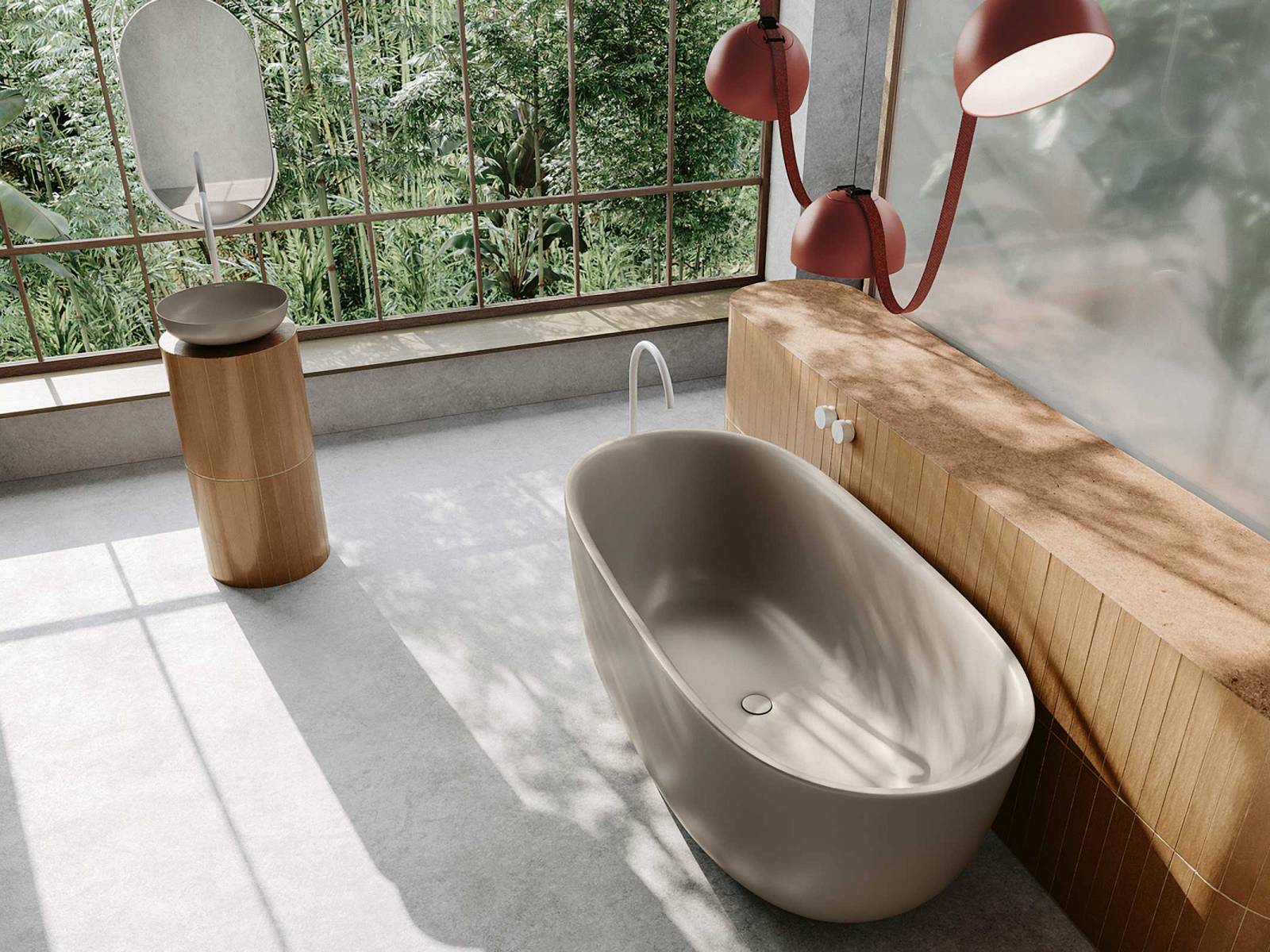 Die freistehende Badewanne «Oyo Duo» des Designers Stefan Diez ist von japanischem Porzellan inspiriert und wirkt mit ihrer fliessenden, fast schwebenden Form wie eine anmutige Skulptur. Sie besteht zu 100 % aus recycelbarem und damit nachhaltigem Stahl-Emaille. Farbe: Warm Grey. KALDEWEI.