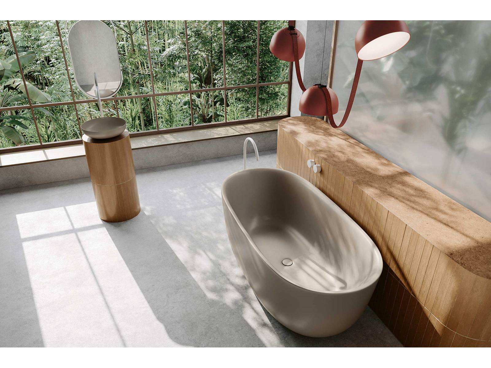 Die freistehende Badewanne «Oyo Duo» des Designers Stefan Diez ist von japanischem Porzellan inspiriert und wirkt mit ihrer fliessenden, fast schwebenden Form wie eine anmutige Skulptur. Sie besteht zu 100 % aus recycelbarem und damit nachhaltigem Stahl-Emaille. Farbe: Warm Grey. KALDEWEI.
