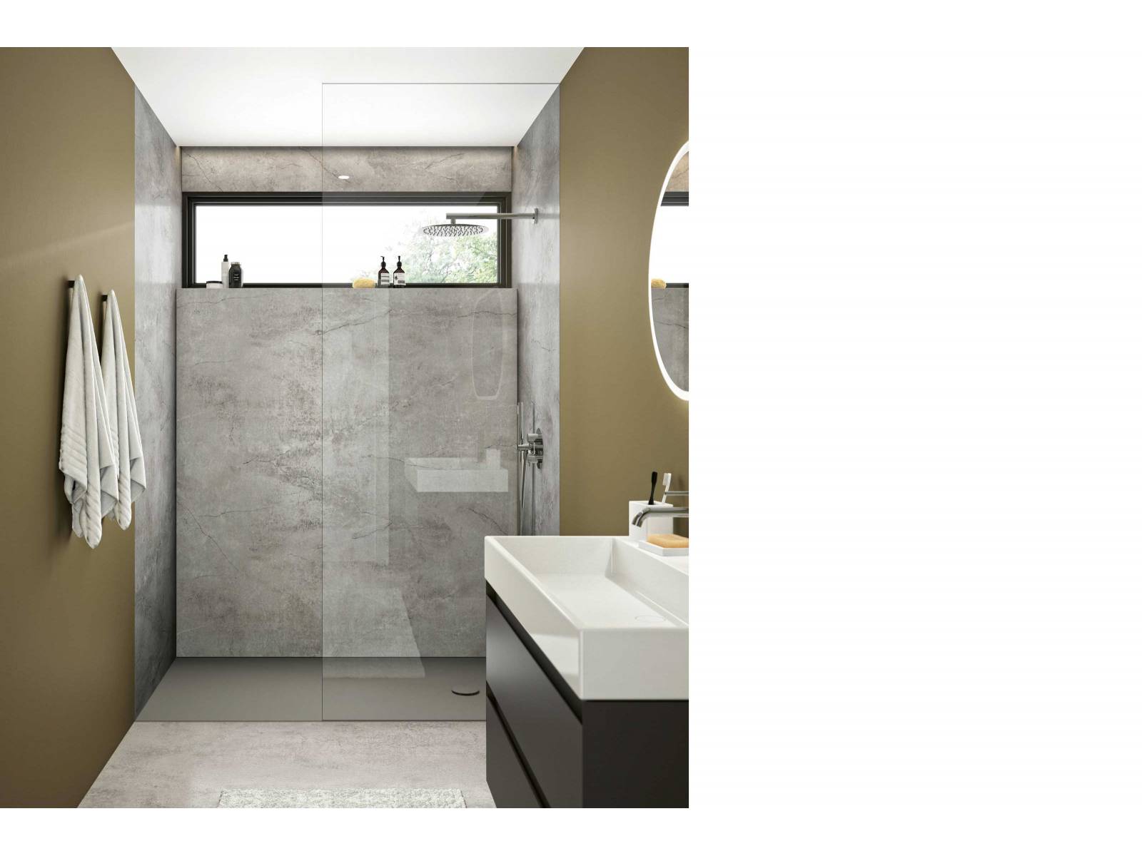 Die Duschwanne «Oslo» aus samtig warmem Mineralwerkstoff kombiniert robuste Steinoptik mit einer pflegeleichten, ästhetischen Oberfläche. In den Farben Arctic White, Zement und Cappuccino erhältlich, bietet sie eine rutschhemmende Oberfläche und ist ideal für stilbewusste Badezimmergestaltungen. REPABAD.