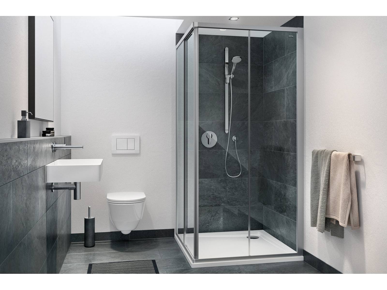 Mit «Optima» hat Duscholux einen Klassiker optisch aufgewertet: Mit zweiteiligen Schiebetüren, dezenteren Profilen und kaum sichtbarem Glasüberstand ist das Gesamtergebnis deutlich transparenter und moderner geworden.