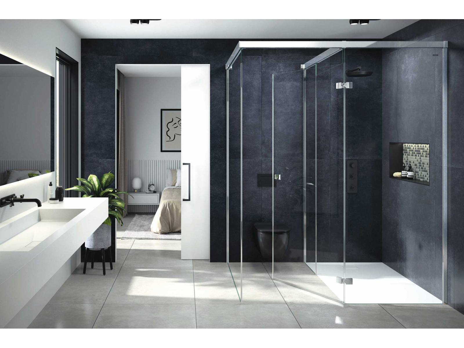 Die Konstruktion der Raum-in-Raum-Lösung erlaubt mit nur drei verschiedenen Komponenten verschiedenste Varianten und kurze Montagezeiten. «System 210» ist einzig über Schrauben mit der Wand verbunden. Raumhohe Ausführungen sind bis 2.5 m Höhe möglich. Das Design ist in vielen Farb-, Material-  und Glaskombination wählbar. DUSCHOLUX.