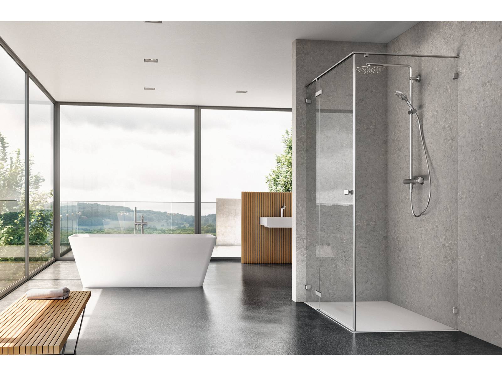 «Viva» bringt Leben ins Bad und macht Schluss mit langweiligen Duschwänden. In Glas- oder Steinoptik lassen sich die Sichtflächen der Scharniere auf die Rückwand abstimmen. Das schmale und extrem flache Scharnier ist innen flächenbündig, besonders reinigungsfreundlich und standardmässig mit dem praktischem Hebe-Senk-Mechanismus ausgestattet. Duscholux.