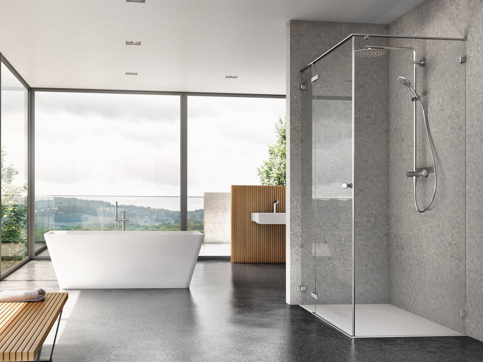 «Viva» bringt Leben ins Bad und macht Schluss mit langweiligen Duschwänden. In Glas- oder Steinoptik lassen sich die Sichtflächen der Scharniere auf die Rückwand abstimmen. Das schmale und extrem flache Scharnier ist innen flächenbündig, besonders reinigungsfreundlich und standardmässig mit dem praktischem Hebe-Senk-Mechanismus ausgestattet. Duscholux.