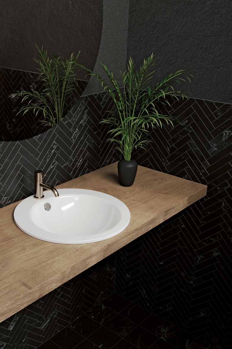 Das Sortiment an Einbauwaschtischen und edlen Schalen aus kreislauffähiger Stahl-Emaille ist um 13 neue Farben erweitert worden und mittlerweile so umfassend, dass für jede Raumsituation etwas dabei ist. Im Bild: die filigrane Waschschale «Avellino». KALDEWEI.CH