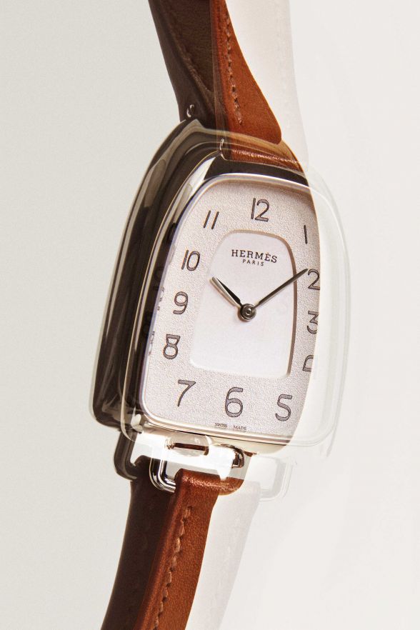 Die Armbanduhr «Galop» für Hermès spricht die universelle Sprache von Ini Archibong. Um mit Firmen wie Hermès zu arbeiten, kam Archibong 2014 in die Schweiz. Foto: Mel Bles.