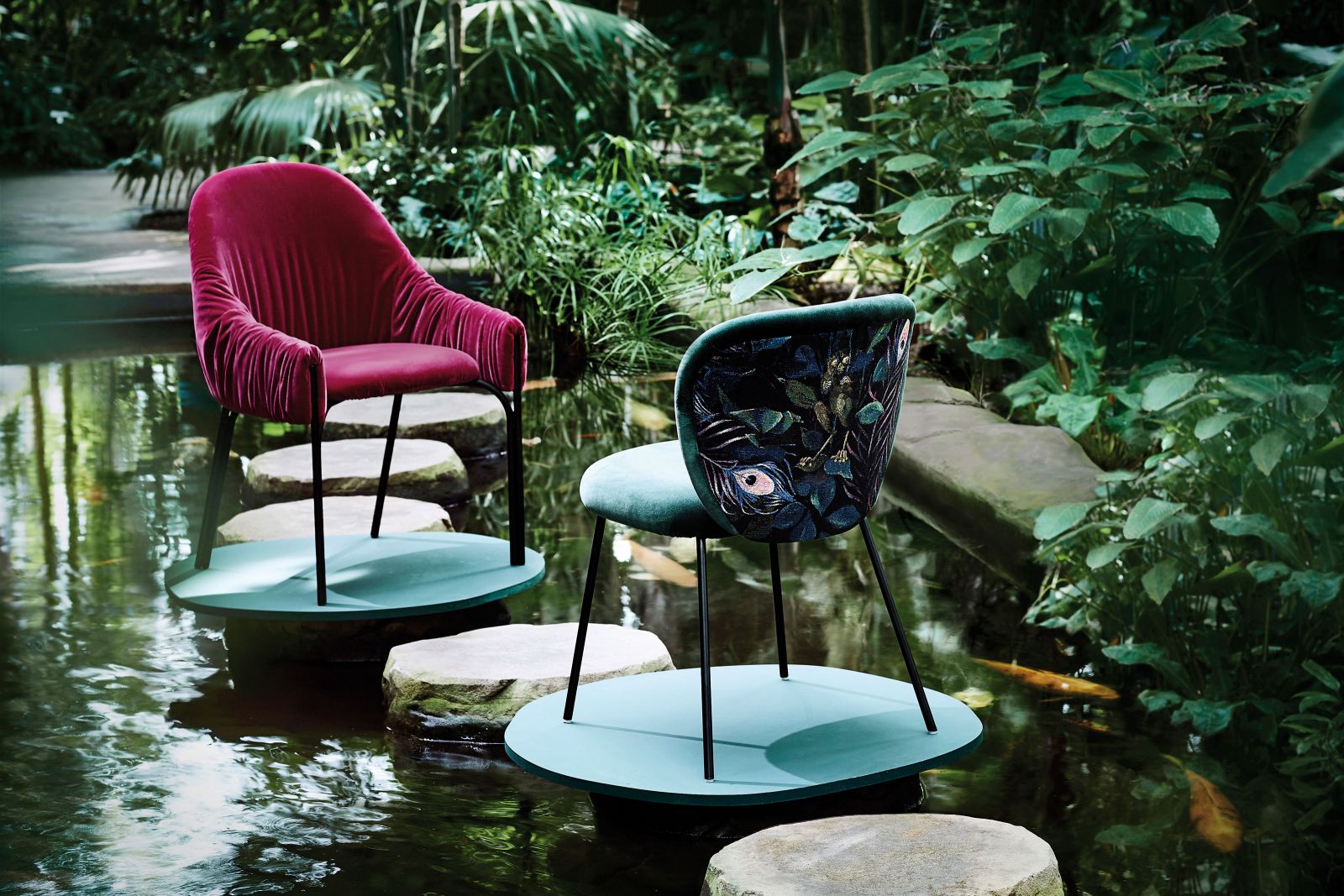 Passendes Ambiente: Patrick Pantze hat die neuen Bezugstoffe im Berliner Tropenhaus fotografiert.