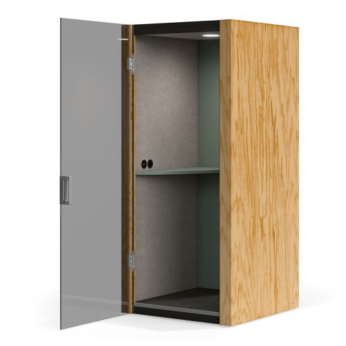 «Rock & Roll» zollt dem aktuellen Bedürfnis nach flexiblen und ungestörten Arbeitsplätzen Tribut. Die schallisolierten Rückzugskabinen lassen sich auf Rollen bewegen und verfügen dank Elektrifizierung über Frischluft, Strom und Licht.