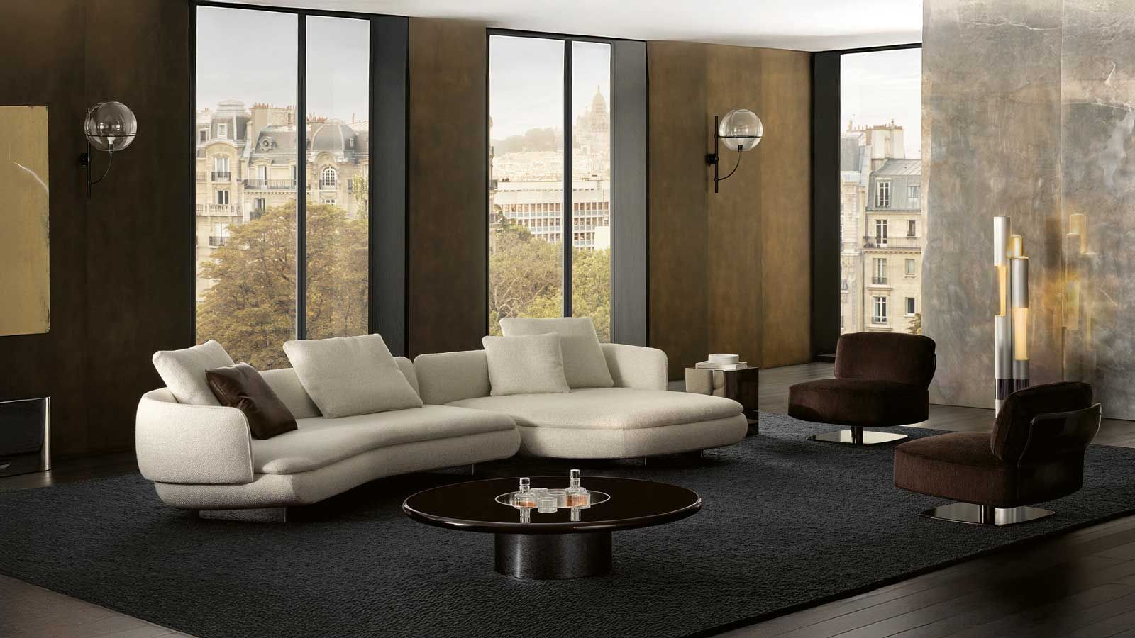 Bei Wohn-Center Räber sind internationale führende Designmöbel-Hersteller zuhause. Wie Vivienne von Minotti. Das vielseitig kombinierbare Sitzprogramm umfasst neben Sofas, Abschlusselementen und Chaiselongues auch Module mit Ablageflächen. Design von GamFratesi.