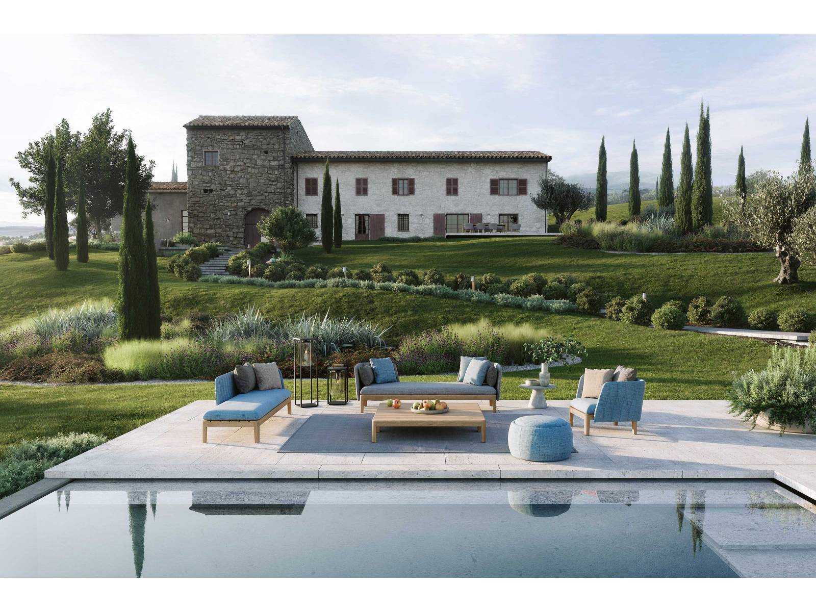 Was mit einem Sessel begann, wurde jetzt als eigenständige Kollektion weiterentwickelt: Die Calypso-Familie besteht nun zusätzlich aus Barstuhl, Zwei- und Dreisitzer-Bank, einem niedriger Relaxstuhl sowie der Calypso-Lounge. Für die Rückenlehnen kann zwischen gepolsterter und gewebter Version gewählt werden. ROYAL BOTANIA.