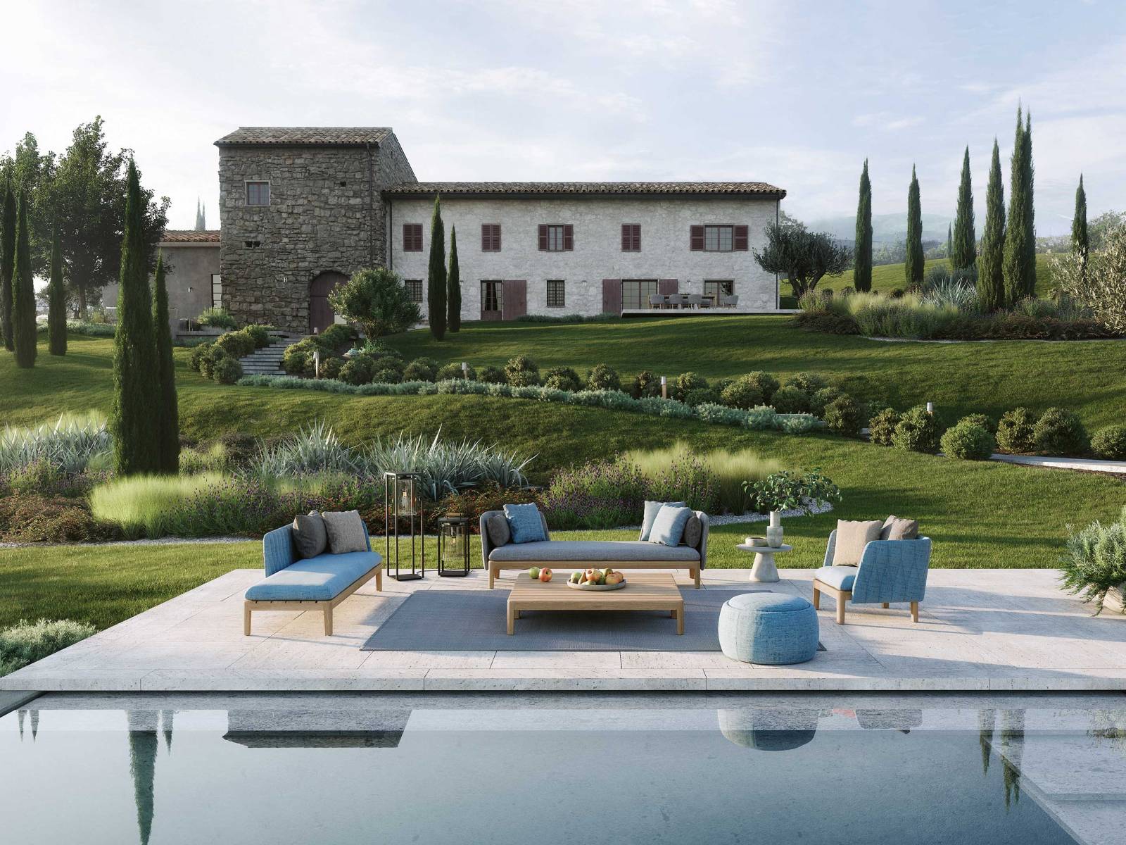 Was mit einem Sessel begann, wurde jetzt als eigenständige Kollektion weiterentwickelt: Die Calypso-Familie besteht nun zusätzlich aus Barstuhl, Zwei- und Dreisitzer-Bank, einem niedriger Relaxstuhl sowie der Calypso-Lounge. Für die Rückenlehnen kann zwischen gepolsterter und gewebter Version gewählt werden. ROYAL BOTANIA.