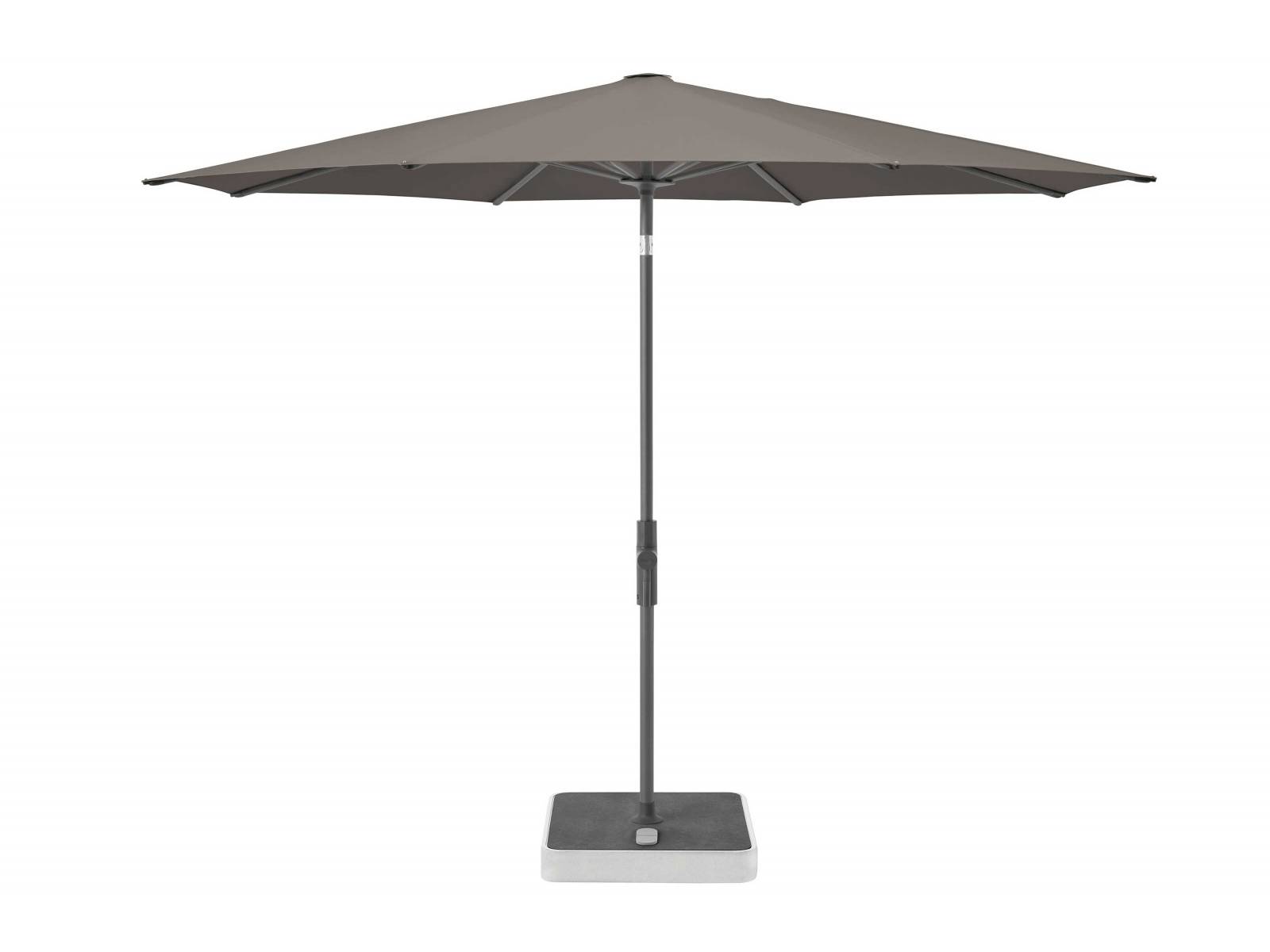 Ein Alleskönner ist der Mittelstockschirm «Twist», der sich durch seine bedienerfreundliche Funktionalität auszeichnet; alle Bedienelemente wie Öffnen, Kippen und Schwenken befinden sich auf Hüfthöhe. Zudem lässt er sich stufenlos schrägstellen und um 360 Grad drehen. GLATZ.