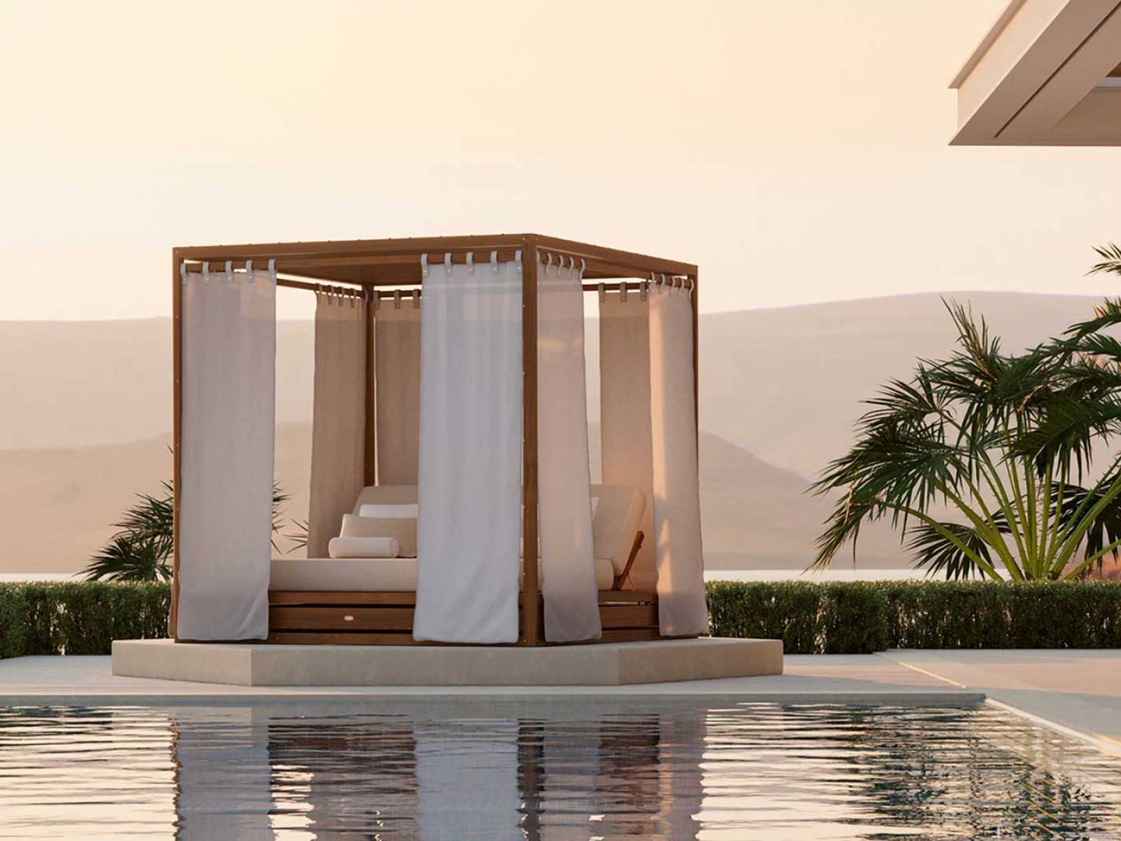 Geräumigkeit und lässige Eleganz prägen die «Lulu Day Lounge». Ihre grosszügige Plattform und variabel verstellbaren Rückenlehnen schaffen einen raffinierten Rückzugsort voller stimmungsvoller Atmosphäre. TUUCI.