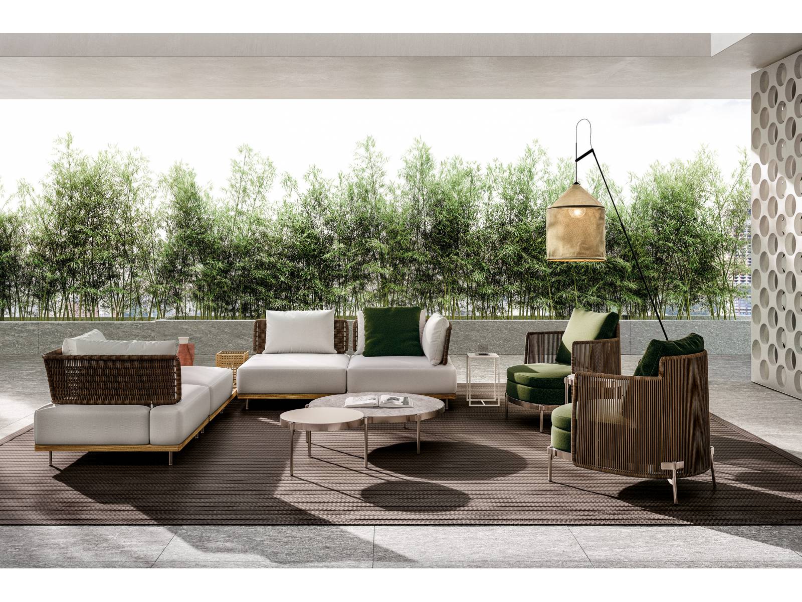 Auch wenn sich Quadrado gerne in voller Grösse präsentiert, so ist das modulare System nun auch bestens für kleinere Flächen geeignet – dank der neuen Ausführung des Moduls mit einem Mass von 87 x 87 Zentimetern. Design: Marcio Kogan / studio mk27. Minotti.