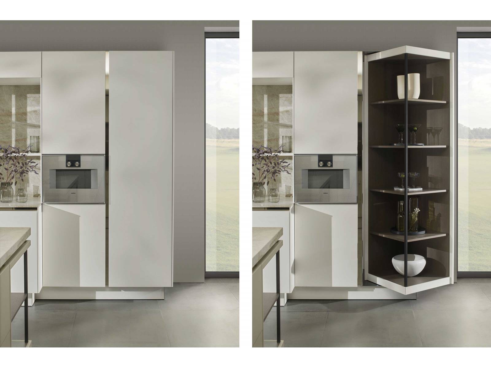 Die neue Generation der grifflosen Küche «S2» hält einige Überraschungen bereit. Nicht nur Materialien und Oberflächen sind neu, spannend sind auch innovative Funktionen wie zum Beispiel der «SecretSpace»: Hier «verwandelt» sich nämlich ein geschlossener Schrank im Handumdrehen in ein edles Regal im Kontrastfarbton. SIEMATIC.