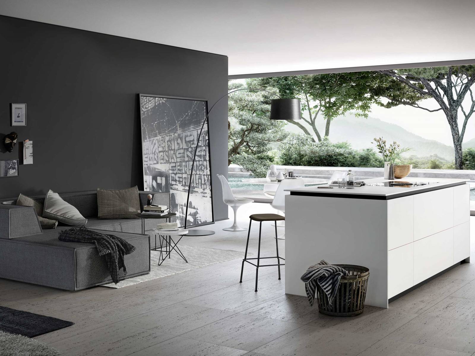 Schwarz und Weiss liegen wieder im Trend. Hier schön umgesetzt mit der Küche «+Segmento Y», die sich mit drei Worten beschreiben lässt: grifflos, geradlinig und pur. Ein weiteres Detail ist das Distanzprofil, das farblich abgesetzt ist und so die filigran wirkende Abdeckplatte schweben lässt. Die Küche ist ausschliesslich in Schwarz, Weiss oder Grau erhältlich. POGGENPOHL.