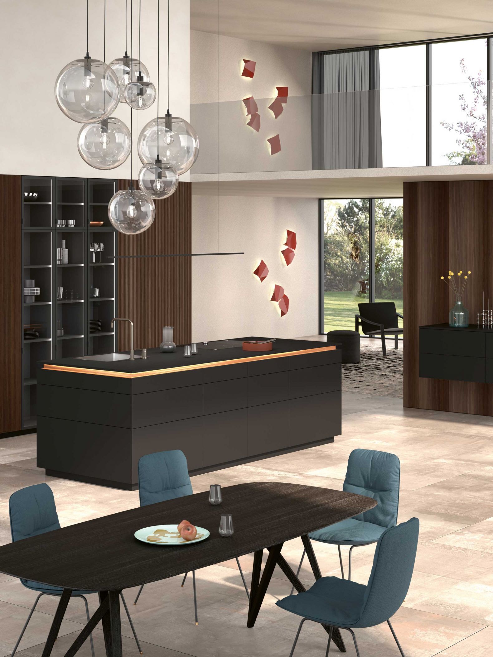 Mit der Kollektion 2022 erweitert der Hersteller seine Kompetenzen über die Grenzen der Küche hinaus und bietet massgefertigte Möbel für den gesamten Wohnraum übers Badezimmer bis hin zum begehbarem Kleiderschrank an. Dafür wird eine neue, unter dem Boden eines Schubes laufende Zarge namens «M8» mit dem  Echtholz-Oberflächenprogramm «Bossa» kombiniert. Leicht Küchen.