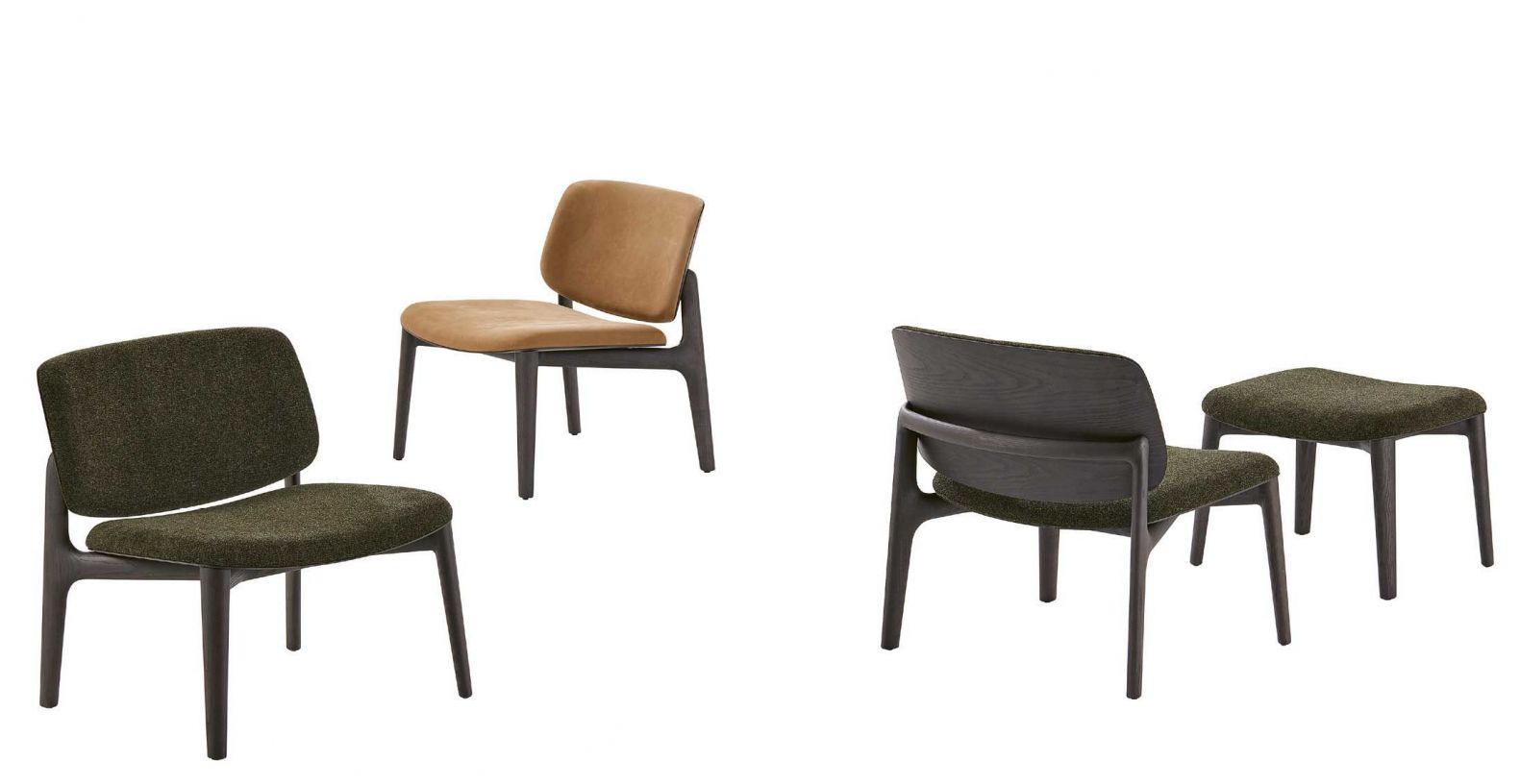 «Curve» ist kein Sofa, aber ein komfortabler Polsterstuhl, auf wir gern für ein Gespräch über die aktuellen Neuvorstellungen Platz genommen haben. Der Hocker verlockte, die Füsse einfach hochzulegen, aber das wäre in dem Moment wohl etwas unpassend gewesen. Design: Emmanuel Gallina. poliform.it