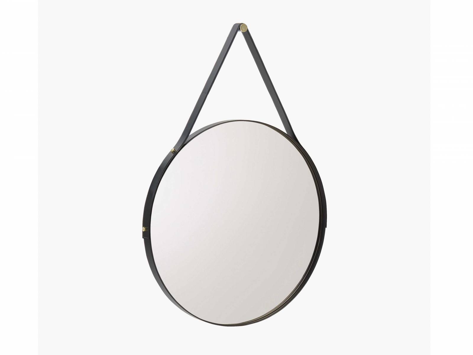 «Drop» ist ein eleganter Spiegel, der mit einem Durchmesser von 1.20 beziehungsweise 1.50 Metern eine komplette Wand einnehmen kann. Ein Riemen aus Leder umspannt die bronzierte Fassung und dient als Aufhänger. In Braun und Schwarz erhältlich. POLIFORM.