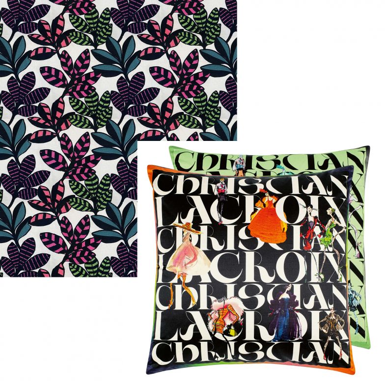 TAPETE «Tanjore», DESIGNERSGUILD.COM  KISSEN «Parade Jais», Design: Christian Lacroix, DESIGNERSGUILD.COM