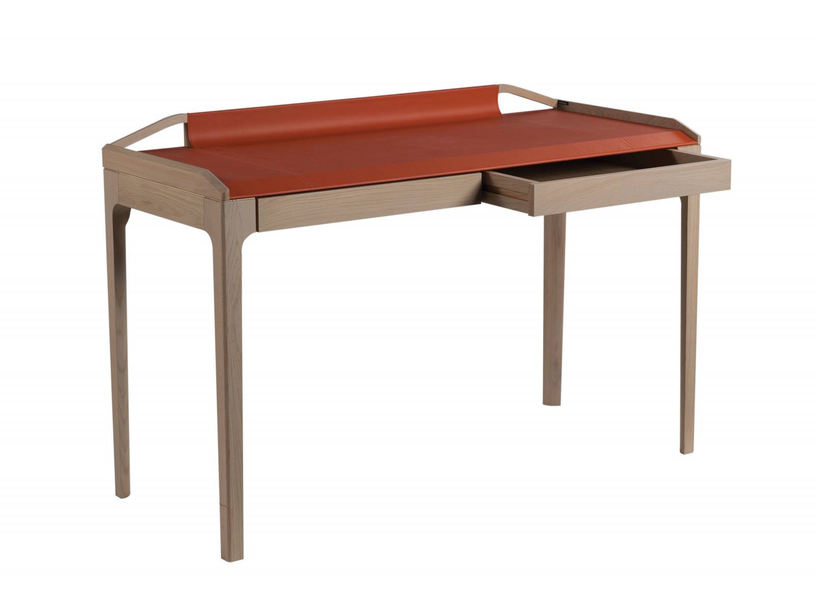 «Tango» ist ein kleiner Zusatzschreibtisch, der problemlos auch im Schlafzimmer stehen kann. Die Schreibplatte der soliden Eichenstruktur gibt es furniert oder mit schickem Lederüberzug. Roche Bobois.