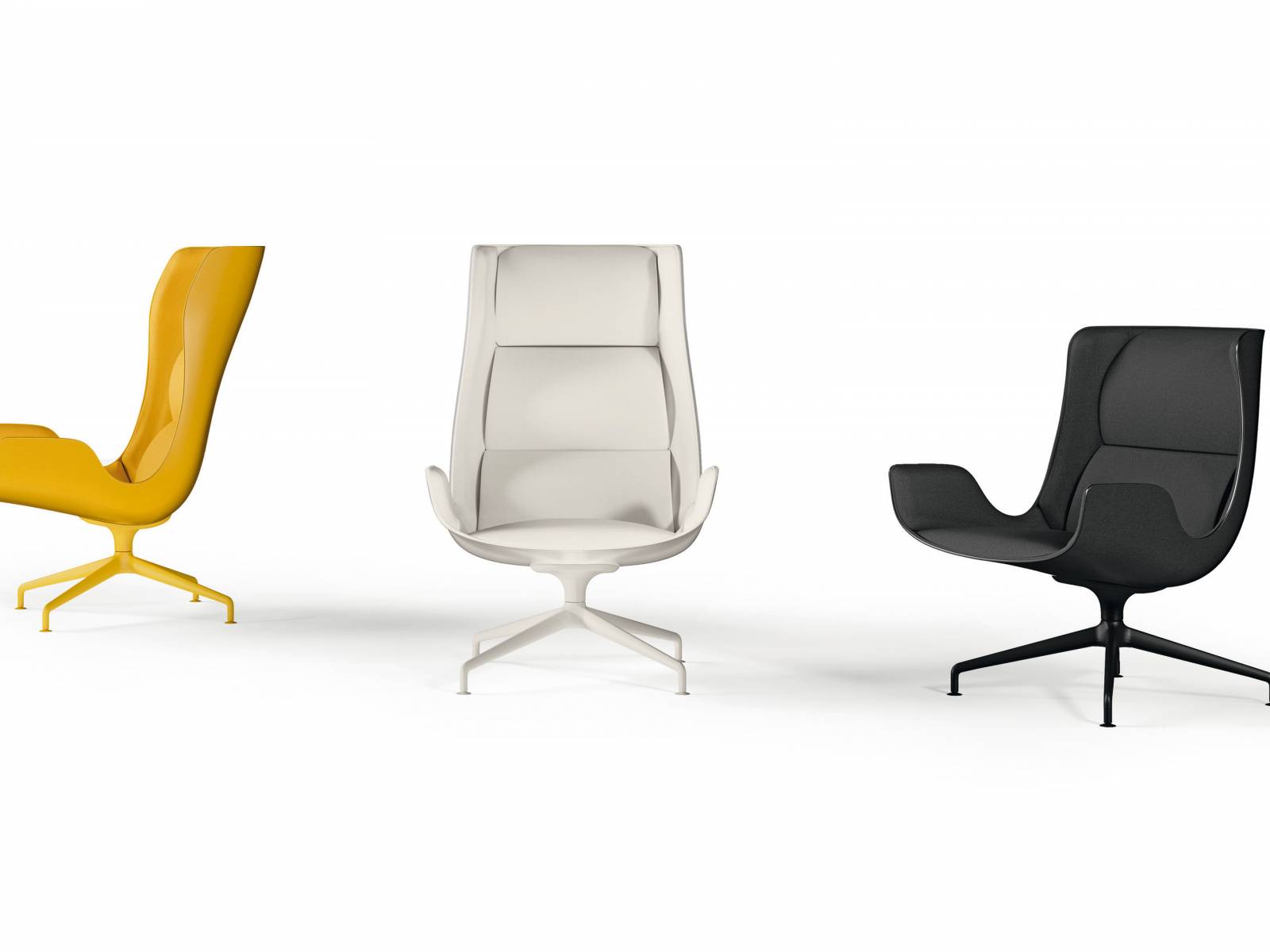 Die einladende Schale des bequemen Sessels «Aura» sorgt für privaten Raum, auch wenn es mal rundherum hektisch zu und her geht. Es gibt ihn in verschiedenen Ausführungen. Tecno.