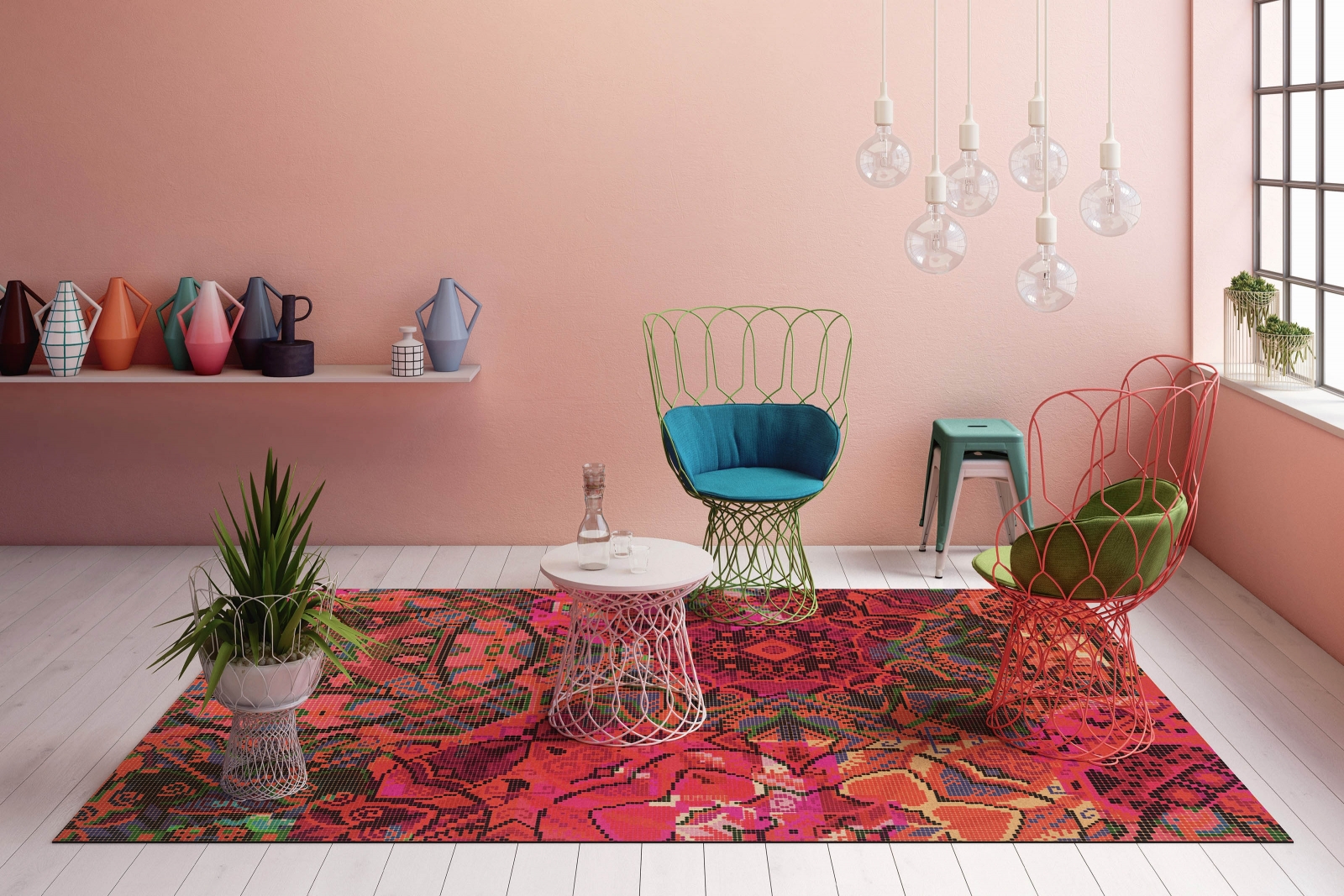 Wohnlichkeit und Abwechslung für den Wohnraum bringen die bunten, vielseitigen und vor allem individuellen Teppiche Rugx, die nach eigenen Wünschen und Vorstellungen angefertigt werden können. Wer einen bereits designten Stimmungsaufheller sucht, wird aber auch innerhalb der eigenen Kollektion des Unternehmens fündig: Rugxstyle von den Kathrin und Mark Patel umfasst sechs fröhliche Designs, für die sich die beiden Kreativen von verschiedenen Metropolen rund um den Globus inspirieren liessen, darunter «Marrakesh». Object Carpets. 