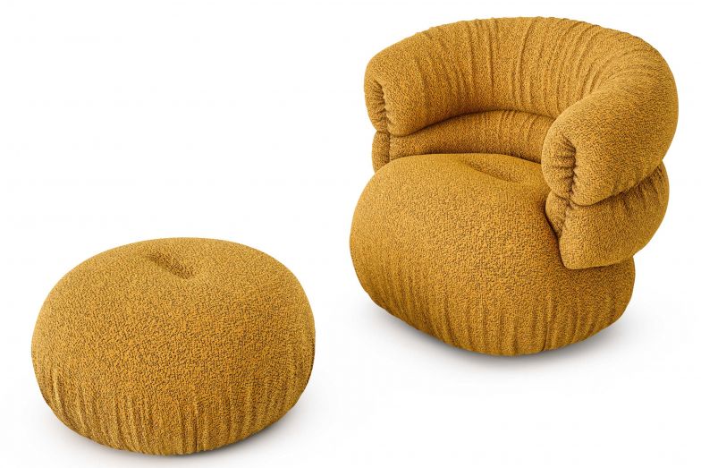 «Balaao» heisst die neue Polstermöbelkollektion des deutschen Herstellers. Der Name stammt vom portugiesischen Wort Ballon und spielt auf die runden Formen von Sessel und Sofa an. Der drehbare Sessel besitzt eine ausgeklügelte Polsterung, die ihn sehr bequem macht. Design: Dagmar Marsetz (l.) und Pauline Junglas. BRETZ.DE