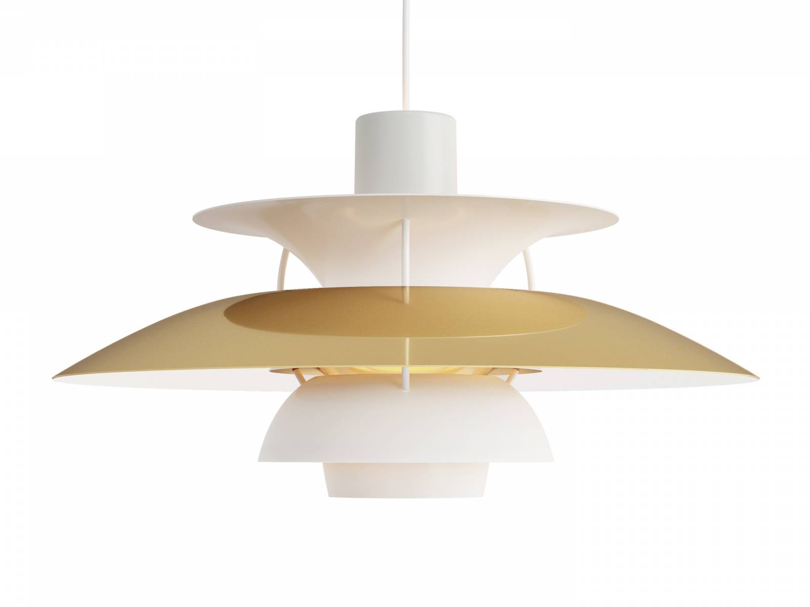 Zu Ehren Poul Henningsens, der in diesem Jahr seinen 125. Geburtstag gefeiert hätte, wurde unter anderem eine neue Edition der «PH 5» herausgebracht. Diese Ausführung vereint Messingtöne mit Weiss-Schattierungen und verleiht der Leuchte eine besondere Eleganz. Erhältlich ist sie auch in der Variante «PH 5 Mini». Louis Poulsen.