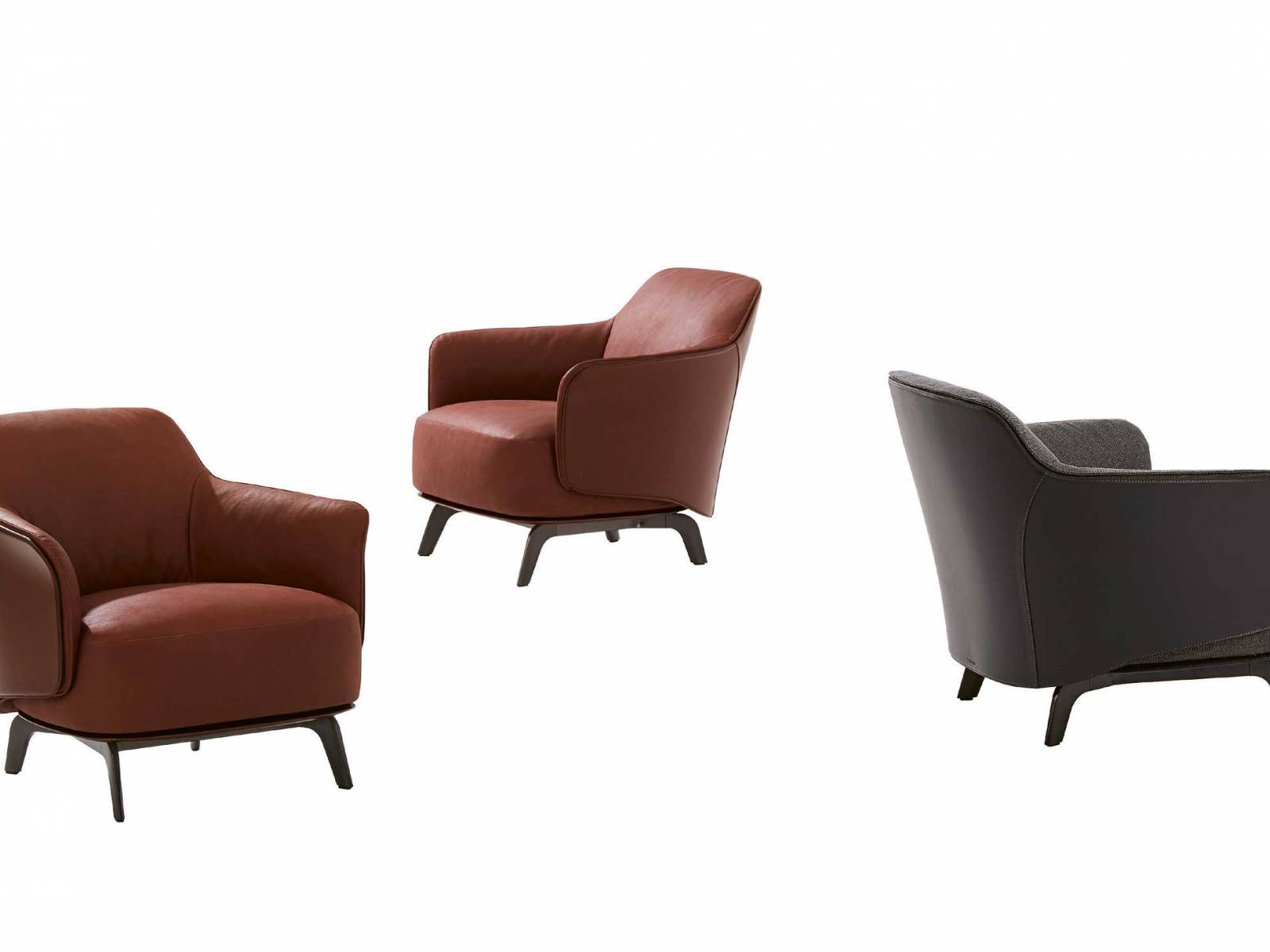  Zwei raffiniert ineinandergreifende Schalen sind das Gestaltungsmerkmal des Sessels «Kaori», der sich insbesondere aufgrund seiner weichen Linien und grosszügigen Volumen hervortut. Design: Jean-Marie Massaud. POLIFORM.