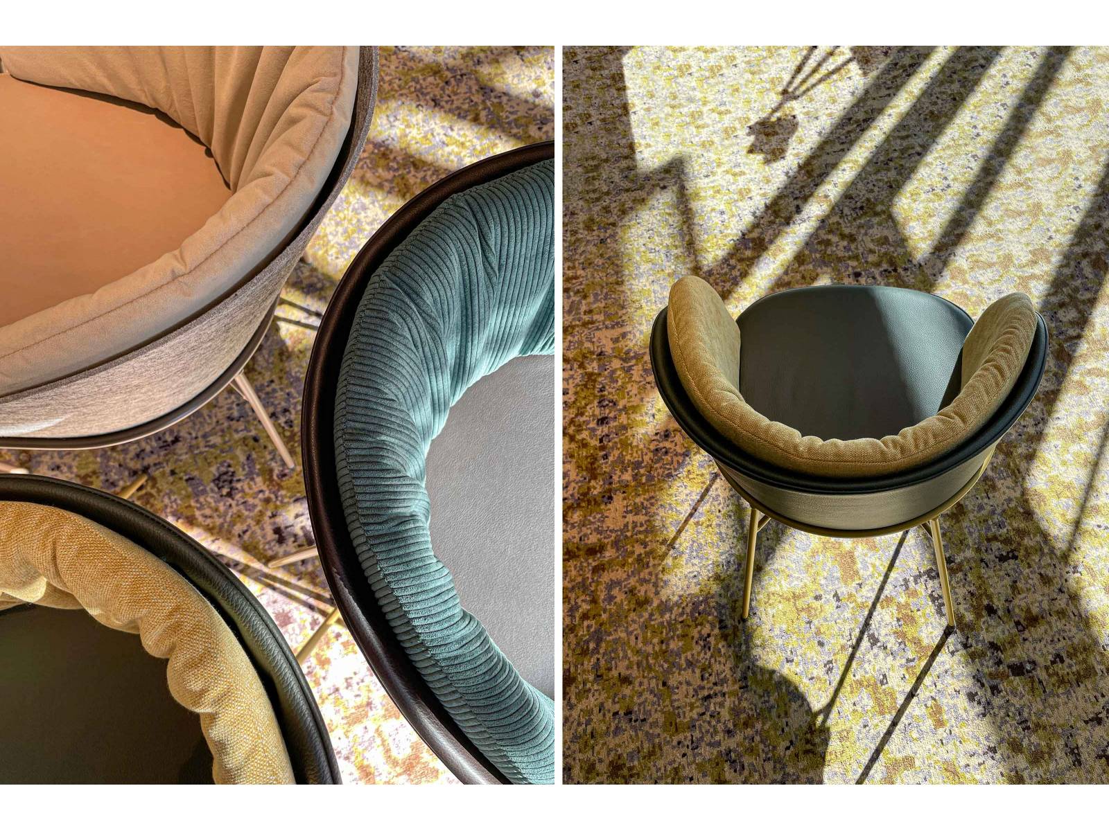 Der charakterstarke Stuhl «Lunar Pure» mit dem namensgebenden, halbmondförmigen Rückenelement ist der Inbegriff von Persönlichkeit: Alle vier Elemente, aus denen er sich zusammensetzt – Sitzfläche, Vierfuss-Gestell, Rückenelement und Rückenkissen – lassen sich unabhängig voneinander konfigurieren und ziehen als individuelles Gesamtkunstwerk alle Blicke auf sich. KFF.